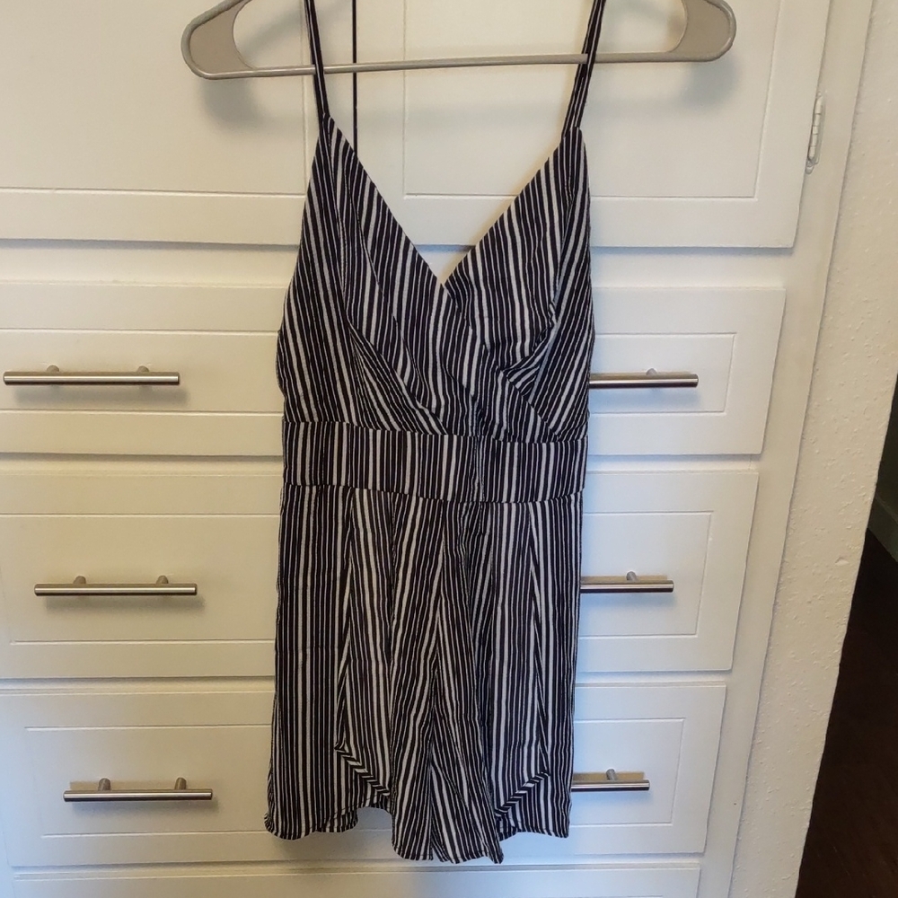 Purple Snow Striped Black and White Romper